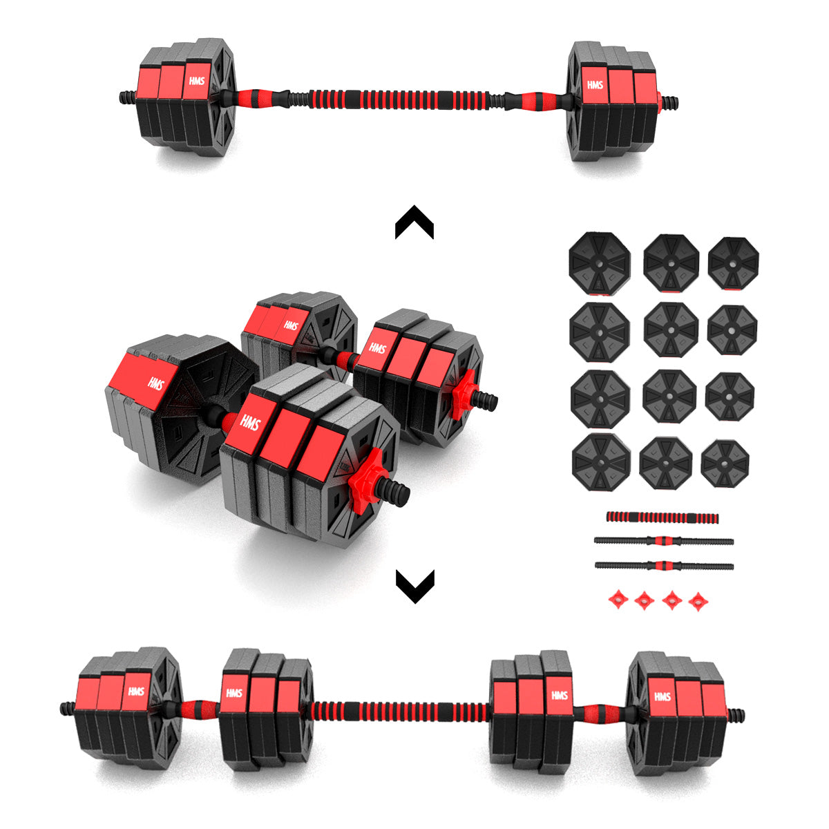 SET GANTERE ȘI BARĂ COMPOZITĂ 20 KG HMS SGC20