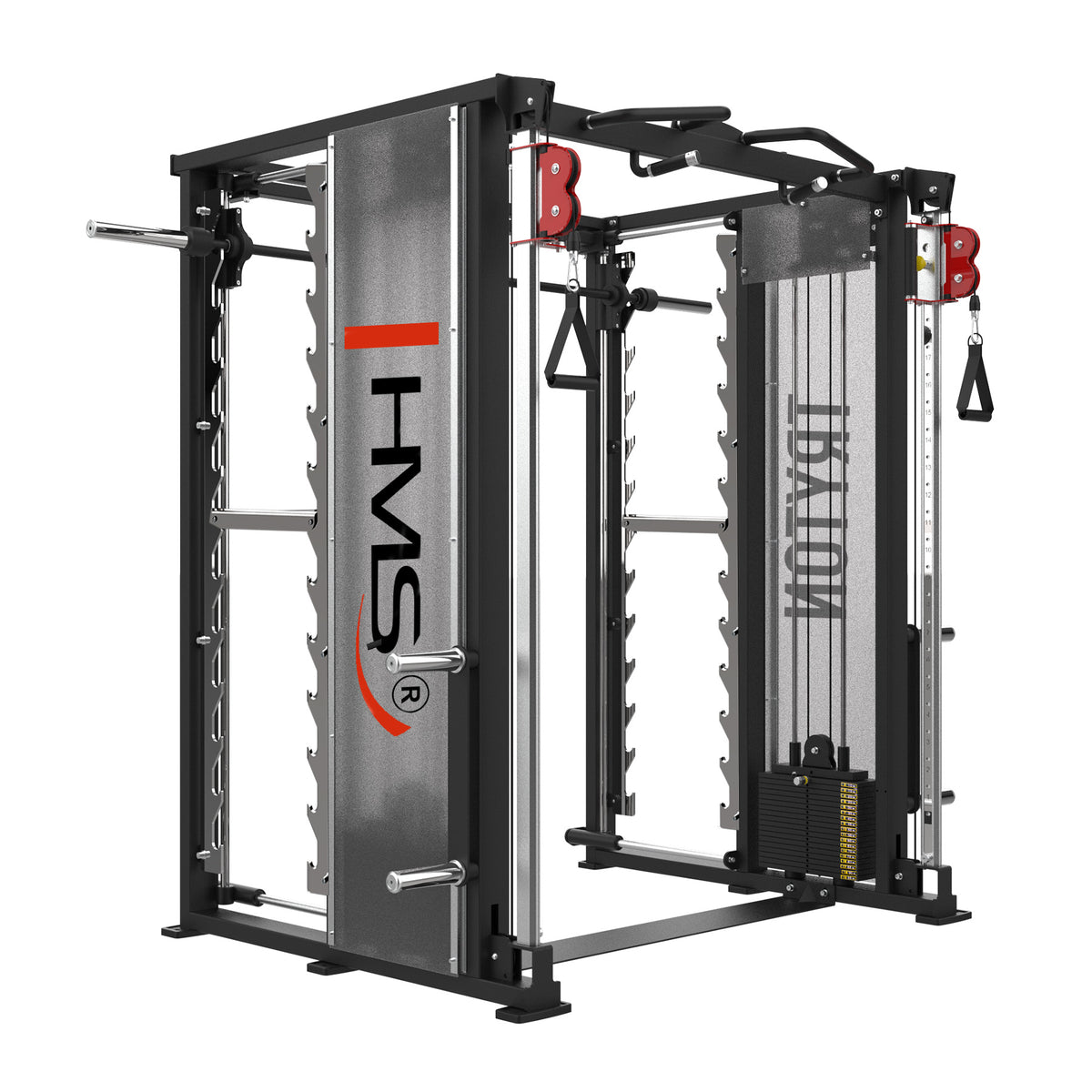 POARTA DE ANTRENAMENT TRYTON CU SMITH MACHINE 3D - SCRIPETE DUBLU SI STIVA DE GREUTATI COMERCIALA HMS
