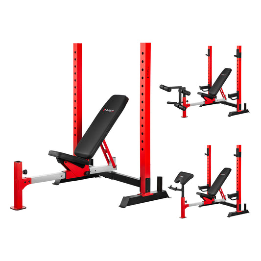 LS7688 ADJUSTABLE WEIGHT BENCH WITH BARBELL RACK, LEG DEVELOPER AND PREACHER CURL PAD HMS