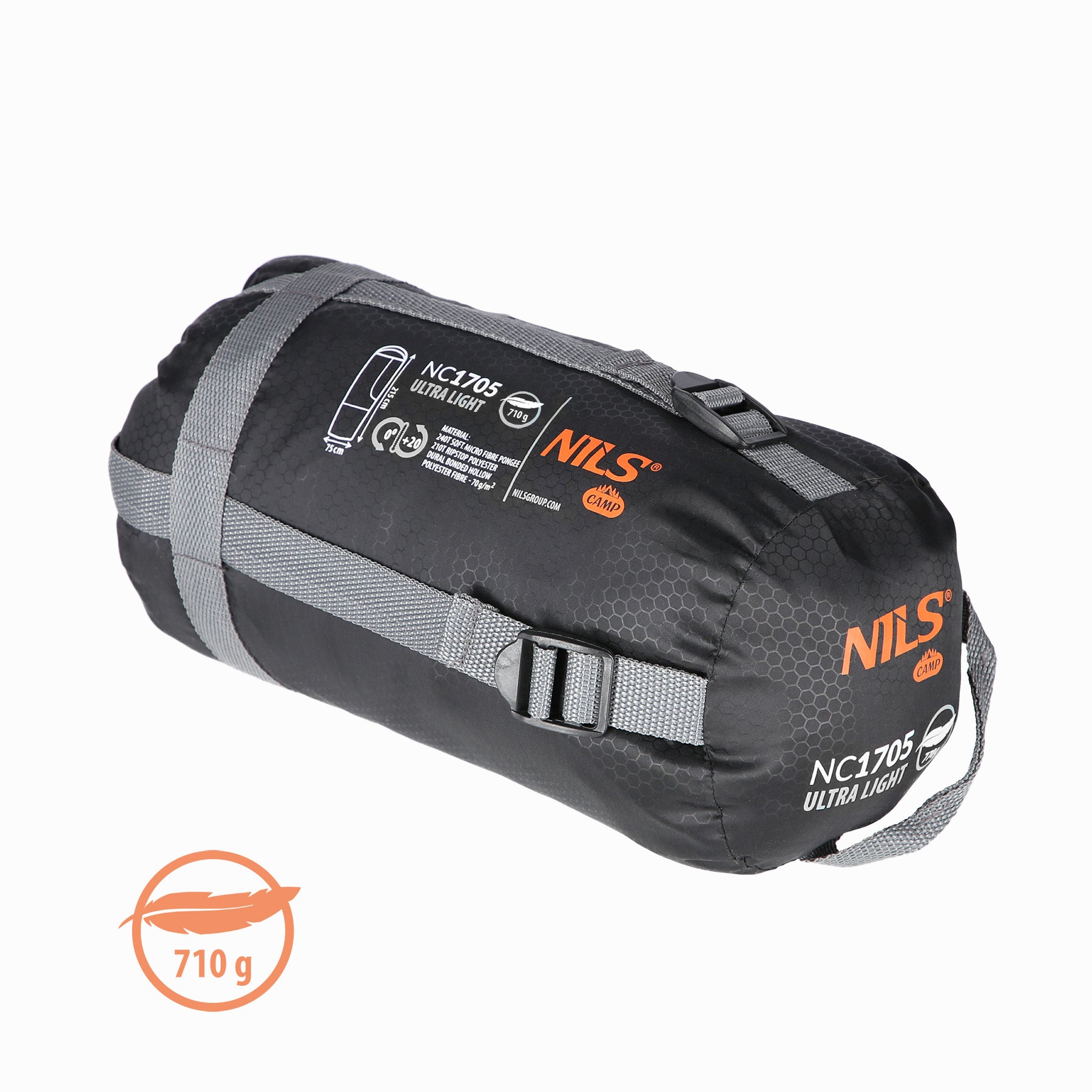 NC1705 SLEEPING BAG ULTRA LIGHT GRAY 710G NILS CAMP
