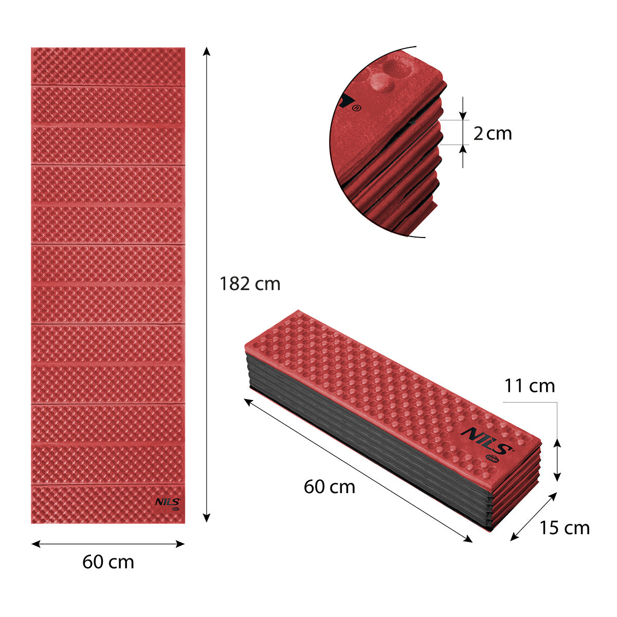NC1768 RED FOLDING MAT 188cm NILS CAMP