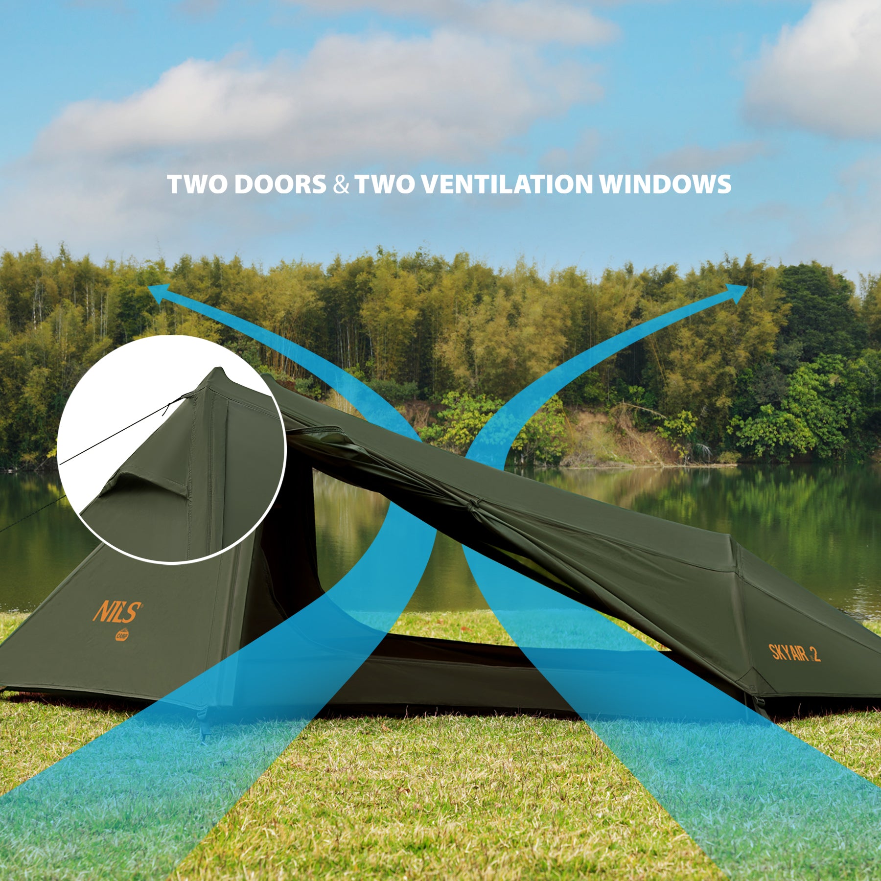 NC2502 TENT ULTRA LIGHT SKYAIR 2 GREEN NILS CAMP