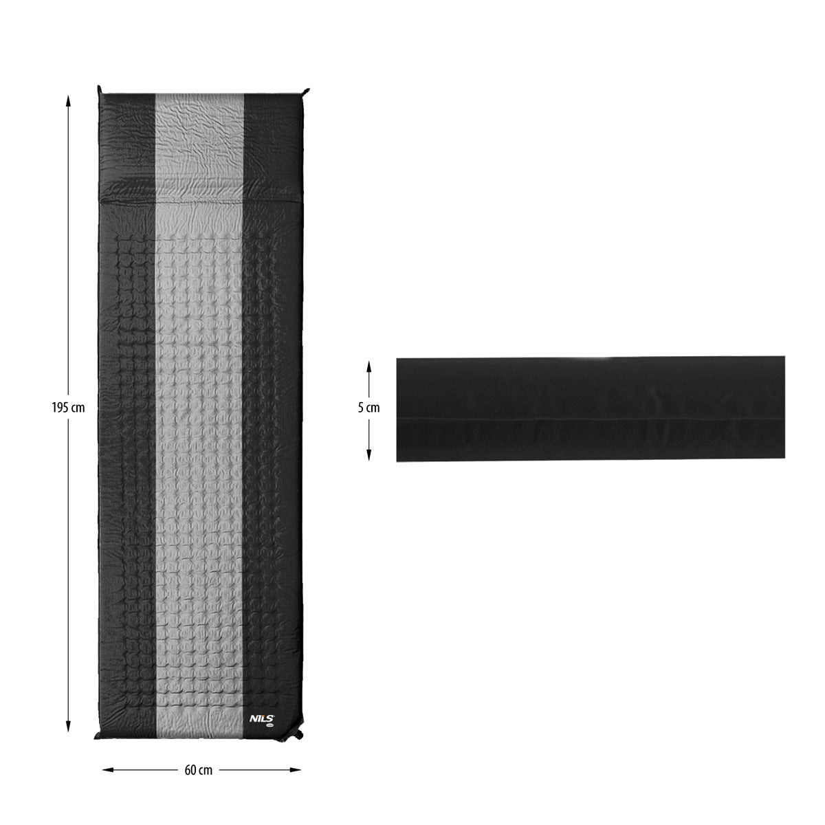 NC4340  SELF-INFLATING MAT GRAY-BLACK NILS CAMP