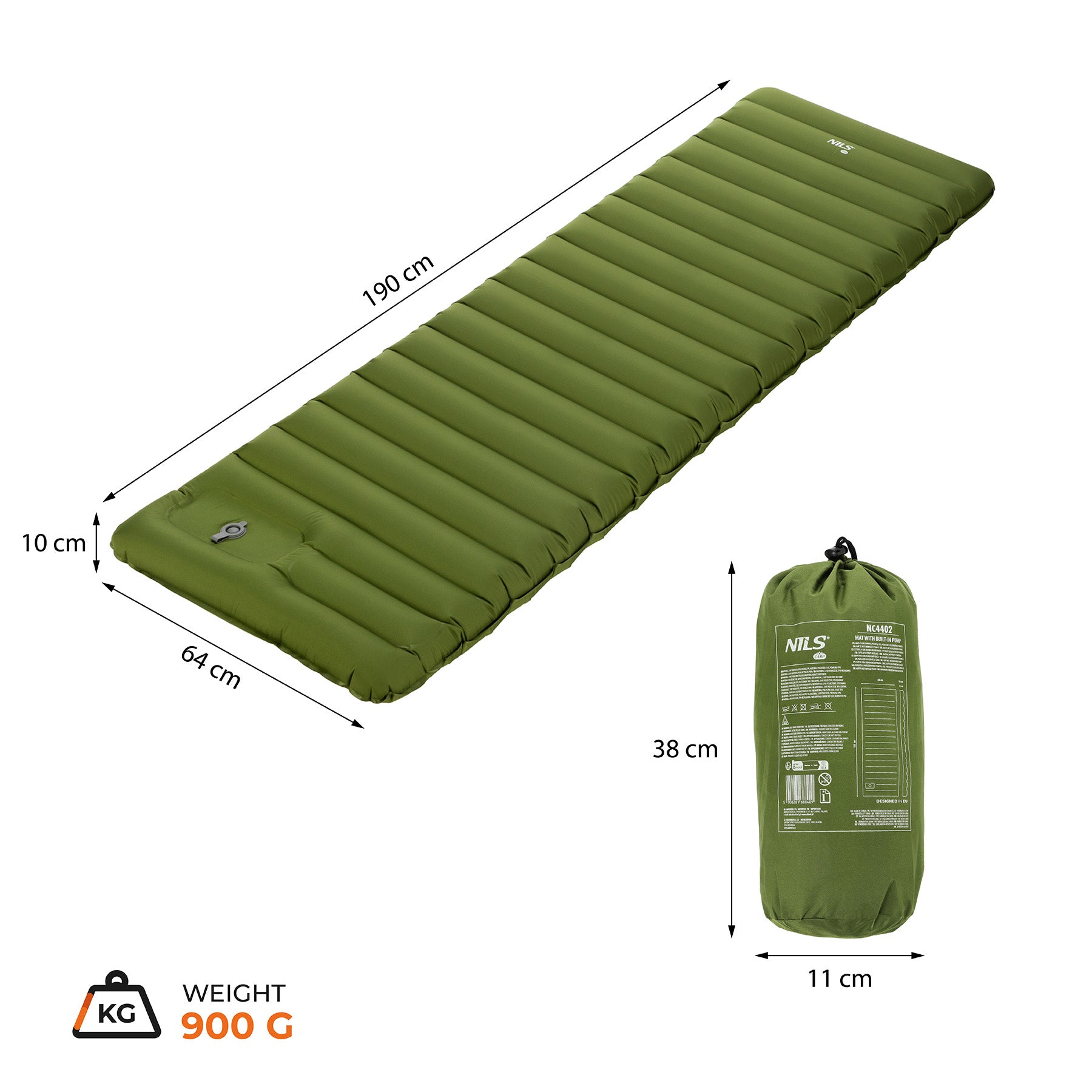 NC4402 GREEN MAT WITH BUILT-IN PUMP – NILS CAMP