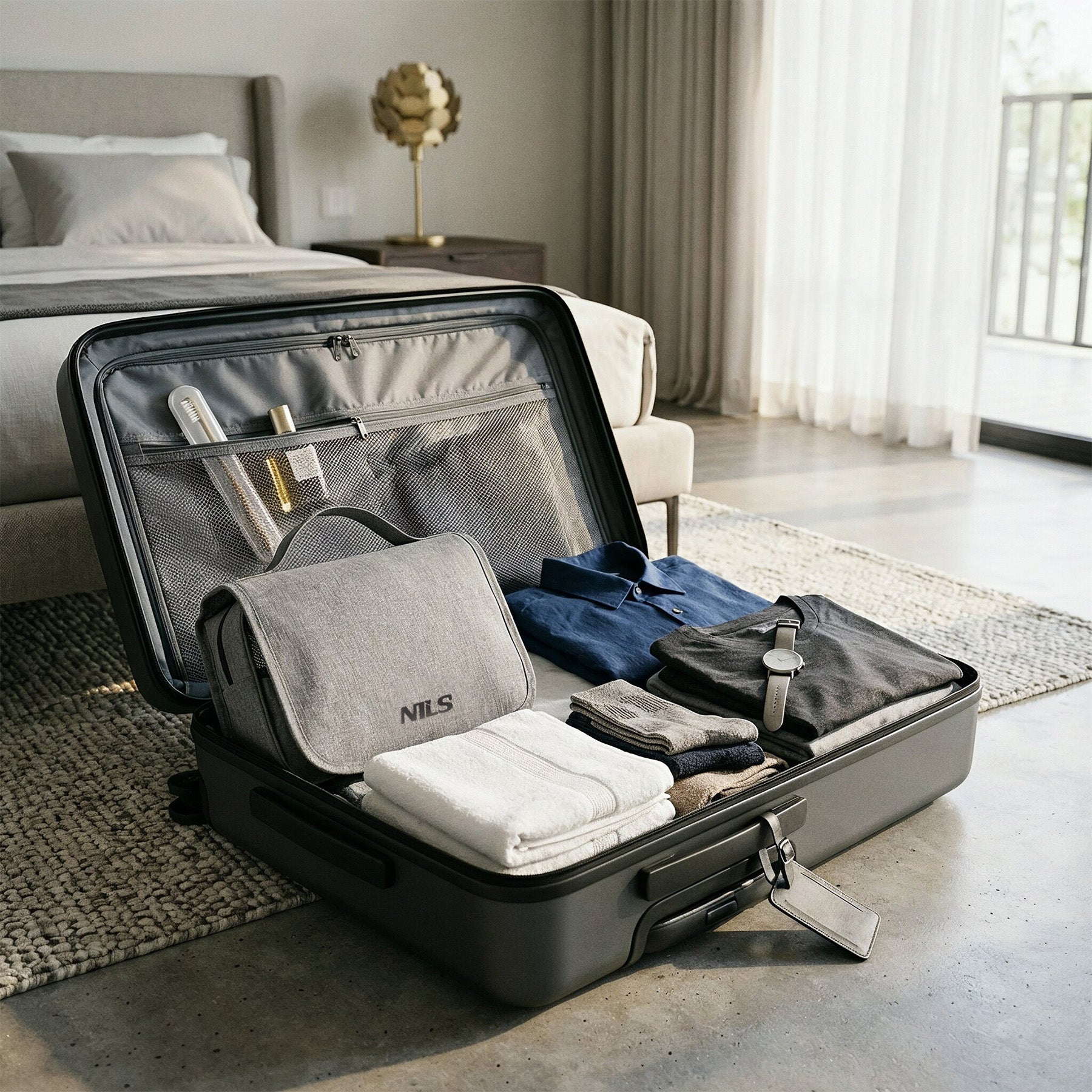 NC4505 GREY TRAVEL TOILETRY BAG NILS