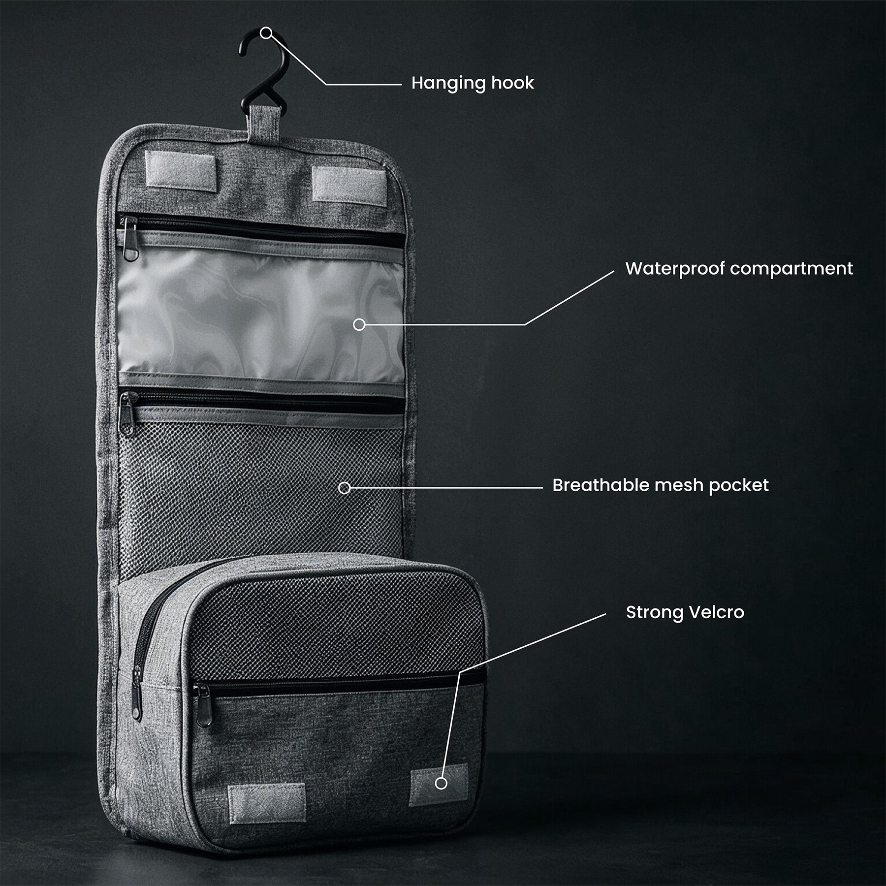 NC4505 GREY TRAVEL TOILETRY BAG NILS