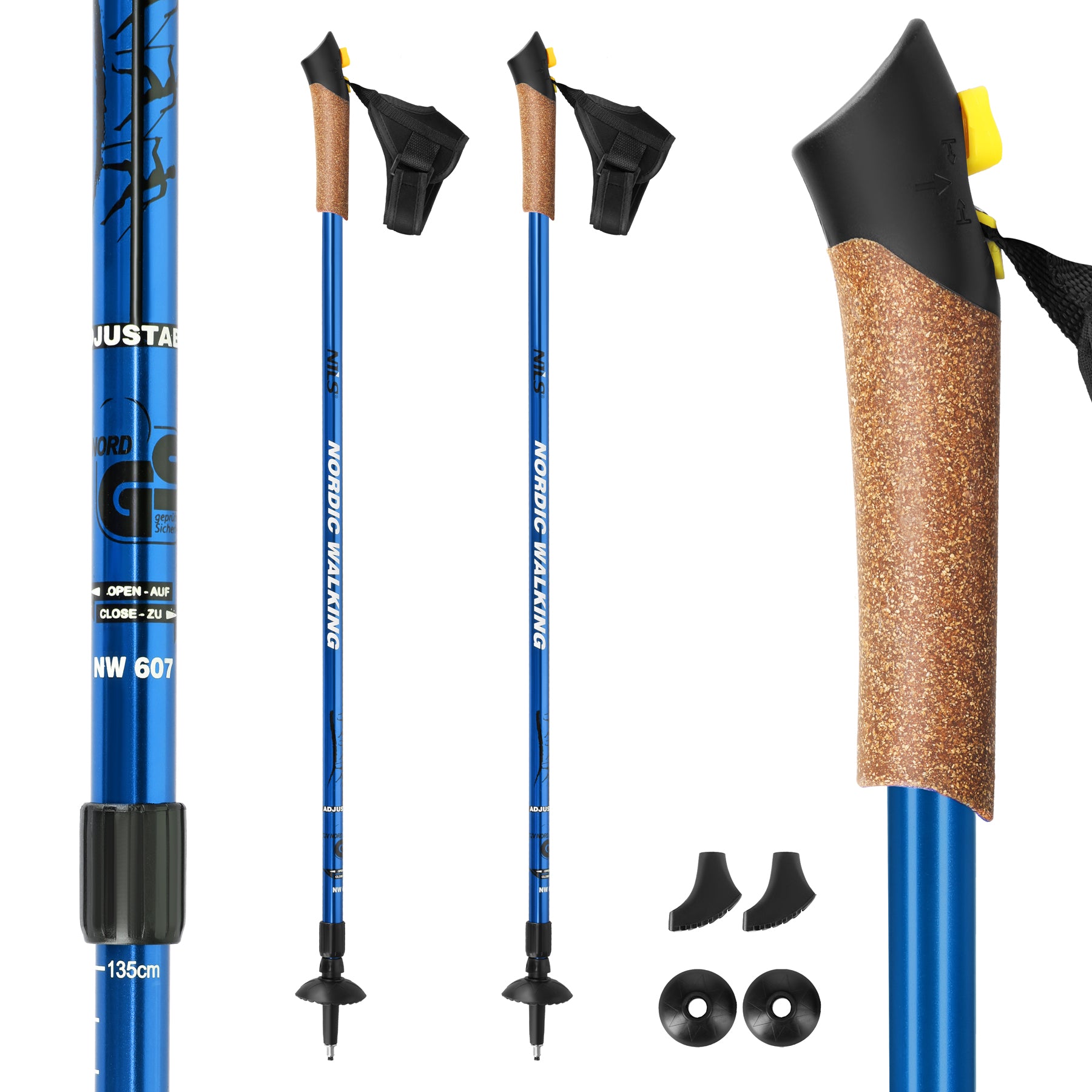 NW607 BLUE NORDIC WALKING POLES NILS