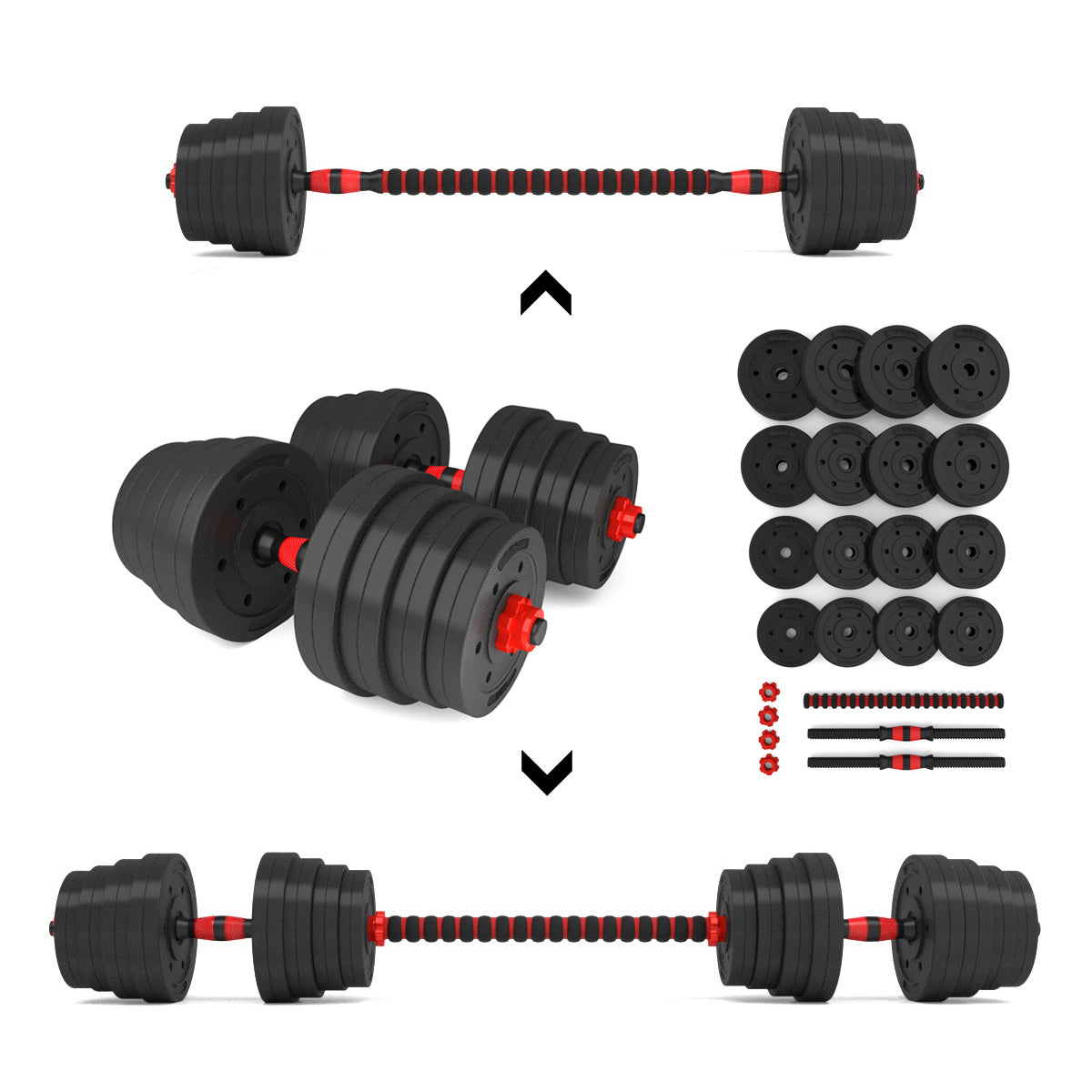 SET GANTERE ȘI BARĂ COMPOZITE SGP30 30 KG HMS