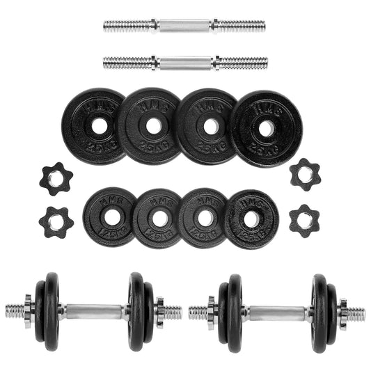 ST20 BLACK PLATES DUMBBELL SET IN SUITCASE 20KG HMS