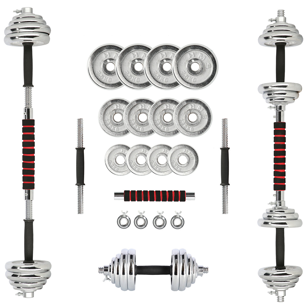 Set gantere reglabile din crom STC21 in valiza 20KG HMS