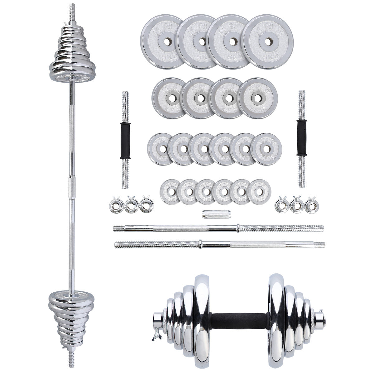 SET GANTERE REGLABILE CROMATE ÎN VALIZĂ 50KG HMS STC50
