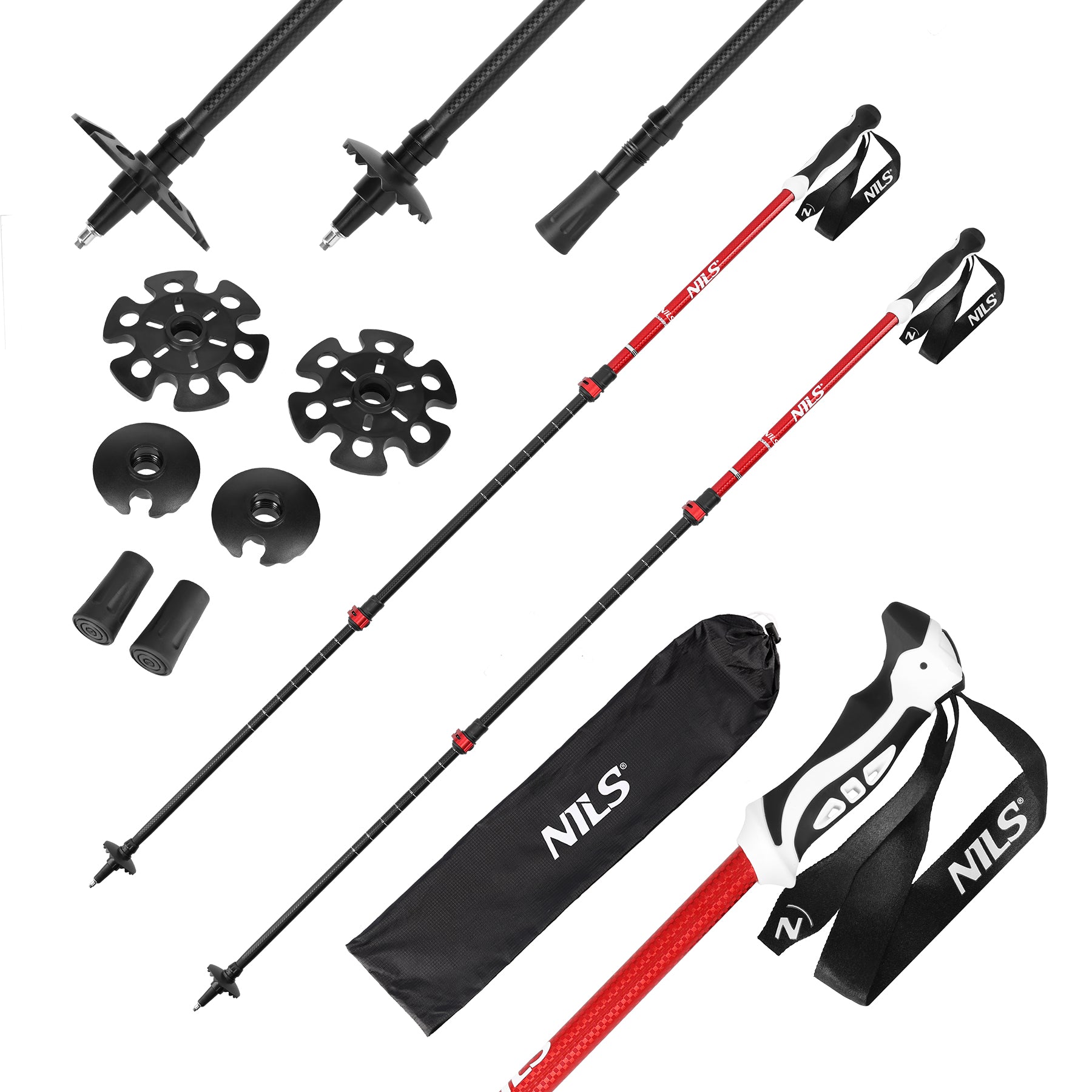 TK8601 RED ALU NORDIC WALKING POLES NILS
