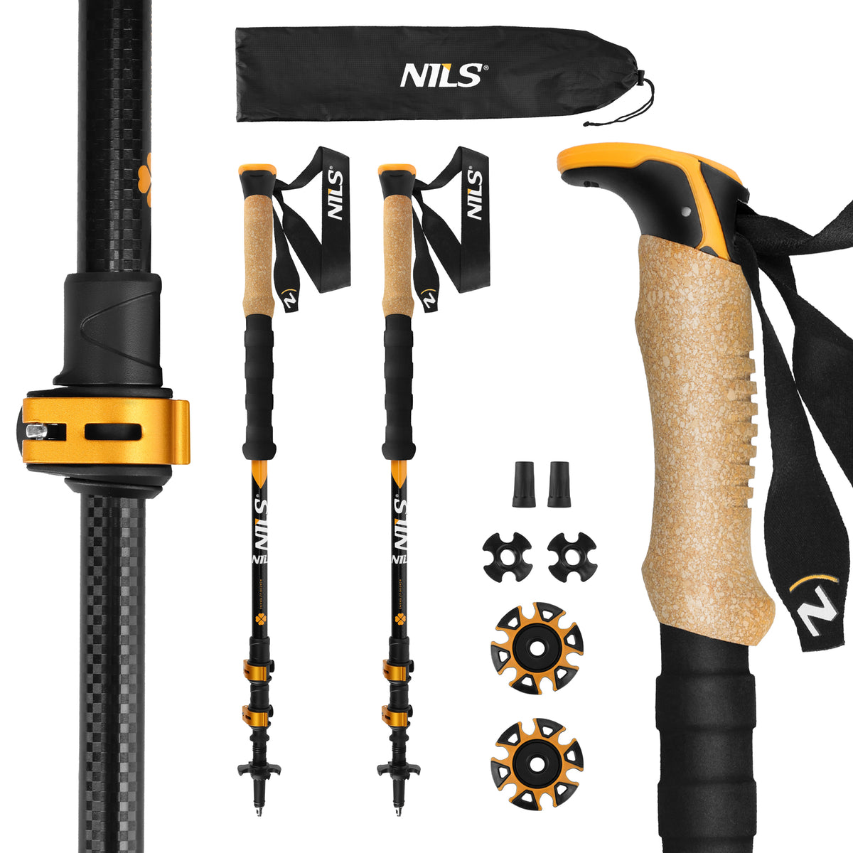 Bețe trekking NILS TK8605, aluminiu 7075, 65–135 cm, set 2 bucăți