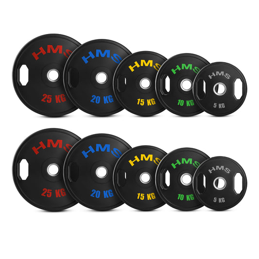 TOG SET RUBBERIZING OLYMPIC PLATES 2 x 5 - 25 KG (150 KG) HMS