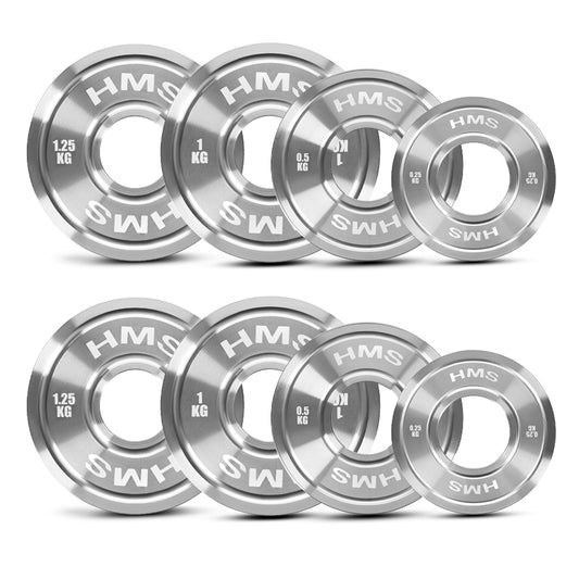 TOS SET CALIBRATED STEEL OLYMPIC PLATES 2 x 0.25 - 1.25 KG (6 KG) HMS